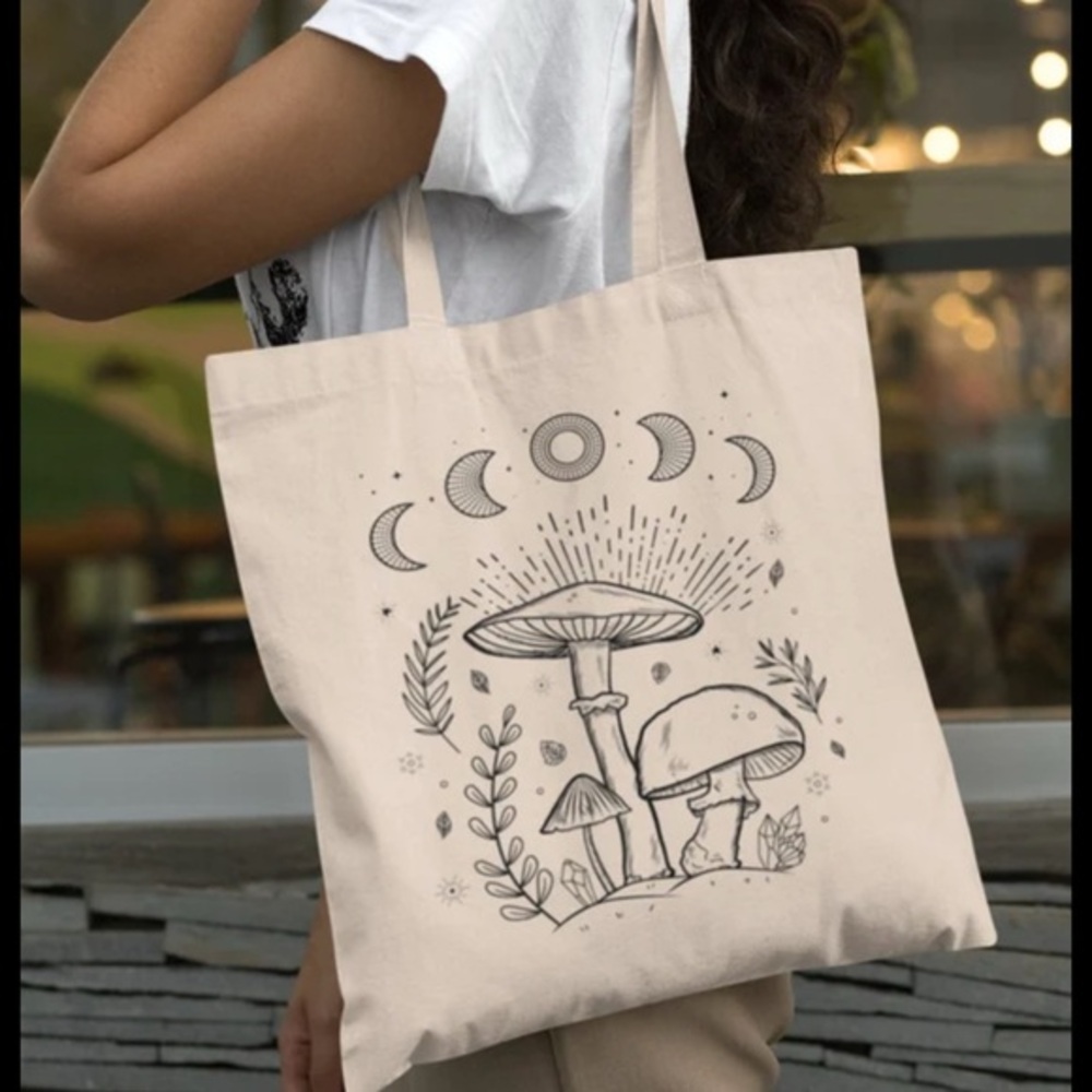 Canvas Mushroom Tote Bag